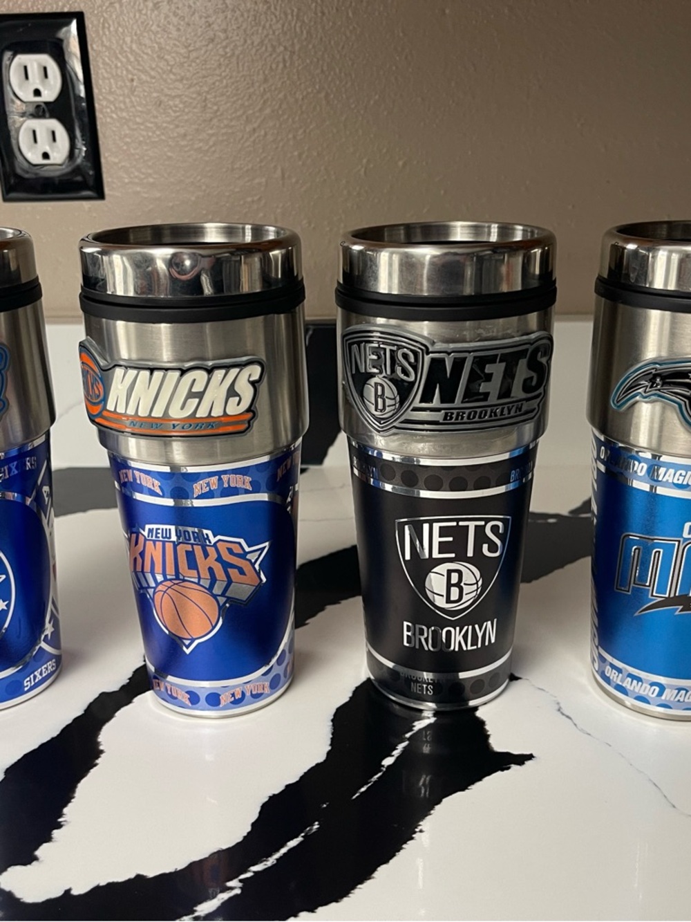 Set New BrooklynNets, Knicks, Orlando Magic and 76er Stainless Steel Travel Mug